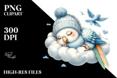 Cute Baby Parrot Cloud PNG Product Image 2