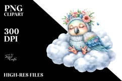 Cute Baby Parrot Cloud PNG Product Image 2