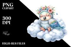 Cute Baby Parrot Cloud PNG Product Image 2