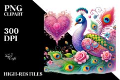 Adorned Peacock on Flower PNG Product Image 2