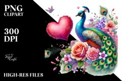 Adorned Peacock Holding Heart PNG Product Image 2
