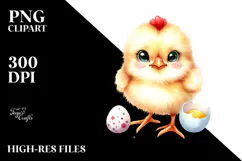 Cute Chicken with Big Eyes, PNG Illustration Product Image 2