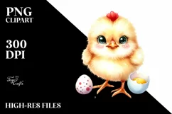 Cute Chicken with Big Eyes, PNG Illustration Product Image 1