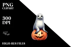 Halloween Seal on Moon, Transparent PNG Product Image 2