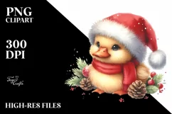 Cute Baby Duck Santa Hat PNG Product Image 3