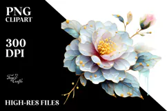 Camellia with Golden Insertions PNG Product Image 2