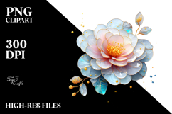 Camellia with Golden Insertions PNG Product Image 2