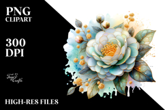 Camellia with Golden Insertions PNG Product Image 2