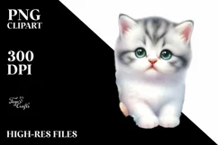 Cute Baby Cat with Big Eyes PNG Product Image 3