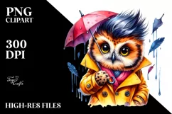 Happy Owl Model with Raincoat, Transparent PNG Product Image 1