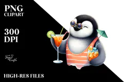 Happy Penguin in Beachwear PNG Product Image 2
