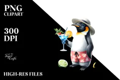 Happy Penguin in Beachwear PNG Product Image 2