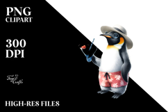 Penguin with Beachwear and Cocktail, High-Res PNG Product Image 2