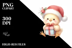Baby Chicken with Santa Hat PNG Product Image 1