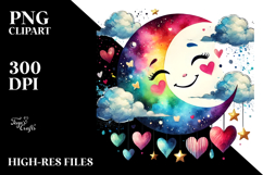 Scribbled Smiling Moon PNG Product Image 2