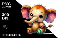 Smiling Baby Plush Elephant PNG Product Image 2