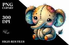 Watercolor Brownish Plush Elephant, Transparent PNG Product Image 2