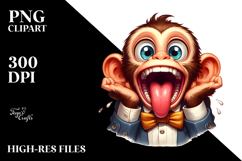 Goofy Cartoon Monkey with a Bow Tie, Transparent PNG Product Image 2