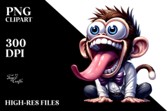 Goofy Cartoon Monkey with a Bow Tie, Transparent PNG Product Image 2
