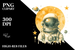 Watercolor Vintage Astronaut Girl Sticker Product Image 2
