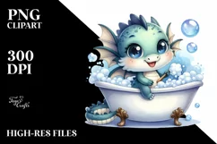 Smiling Baby Dragon in Watercolor | Sublimation | Clipart Product Image 3