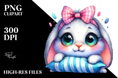 Goofy Baby Rabbit with Pillow PNG Product Image 2
