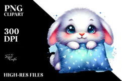Goofy Baby Rabbit with Pillow PNG Product Image 2
