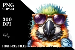 Funny Parrot Sunglasses Portrait | Sublimation Clipart Product Image 1