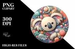 Colorful Pastel Koala 3D Round PNG Product Image 2