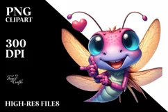 colorful Dragonfly Love Sign Portrait | Sublimation Clipart Product Image 3