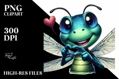 colorful Dragonfly Love Sign Portrait | Sublimation Clipart Product Image 3