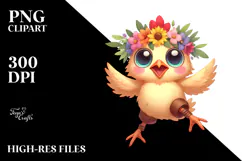Whimsical Chicken with Wide Anime Eyes PNG Product Image 2