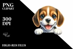 Cute Baby Beagle Smiling Over Invisible Paper | Sublimation Product Image 1