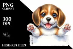 Cute Baby Beagle Smiling Over Invisible Paper | Sublimation Product Image 3