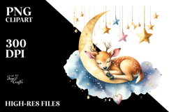 Cute Baby Deer Christmas Moon PNG Product Image 2