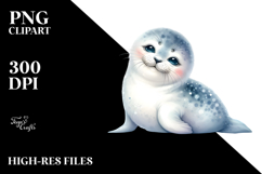 Cute Baby Seal Watercolor PNG Product Image 2