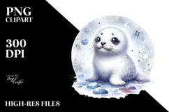Cute Baby Seal Watercolor PNG Product Image 2