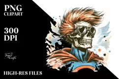 Skull with Hair, Simple PNG Product Image 1