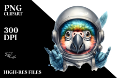 Rocking Macaw with Astronaut Helmet, PNG Product Image 2