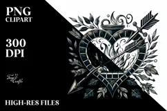 Stained Heart with Arrow, Transparent PNG Product Image 2