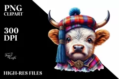 Baby Highland Cow Stars PNG Product Image 3