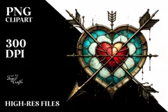 Distressed Heart with Arrow, Transparent PNG Product Image 2