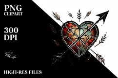Distressed Heart with Arrow, Transparent PNG Product Image 2