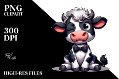 Cartoony Holstein Cow with Bow Tie PNG Product Image 2