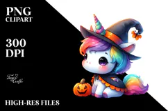 Halloween Baby Unicorn Drawing Clipart Product Image 2