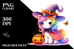 Halloween Baby Unicorn Drawing Clipart Product Image 2