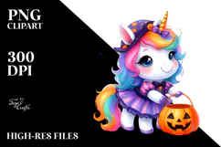 Halloween Baby Unicorn Drawing Clipart Product Image 2