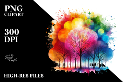 Vibrant Rainbow Trees Abstract | Sublimation | Clipart Product Image 2