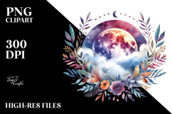 Boho Moon with Foliage PNG Product Image 2