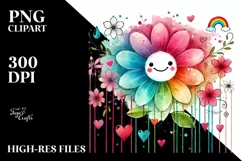Colorful Flower Hearts PNG Product Image 2
